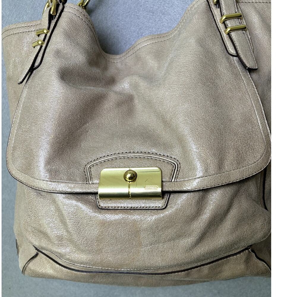 Coach Kristin Pinnacle Leather Shimmer Champagne Tan Tote Shoulder Bag 2013 - Picture 3 of 9